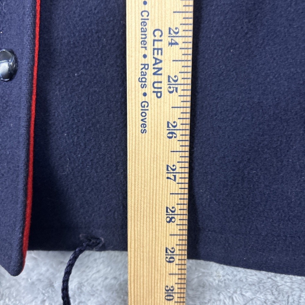 VTG Authentic Mackintosh Vestcoat Wool Size 8 Navy Wool‎ Button Up Hooded Coat - Picture 6 of 9